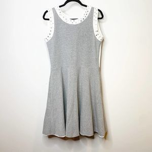 Love Moschino Womens Gray Rhinestone Sleeveless Mini Fit And Flare Dress Size 10